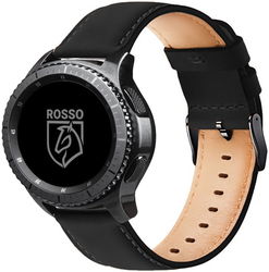 Rosso Deluxe - Universeel Smartwatch/Horloge Bandje 22MM - Echt Leer - Zwart afbeelding
