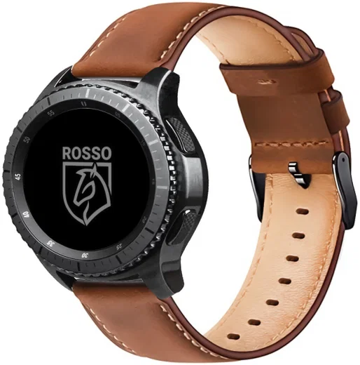 Rosso Deluxe - Universeel Smartwatch/Horloge Bandje 22MM - Echt Leer - Bruin afbeelding 1