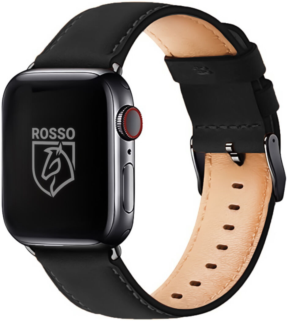 Rosso Deluxe Apple Watch Band - 1-11/SE/Ultra - 49/46/45/44/42MM - Leer - Zwart afbeelding 1