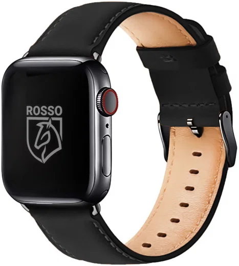 Rosso Deluxe Apple Watch Band - 1-11/SE/Ultra - 49/46/45/44/42MM - Leer - Zwart afbeelding 1