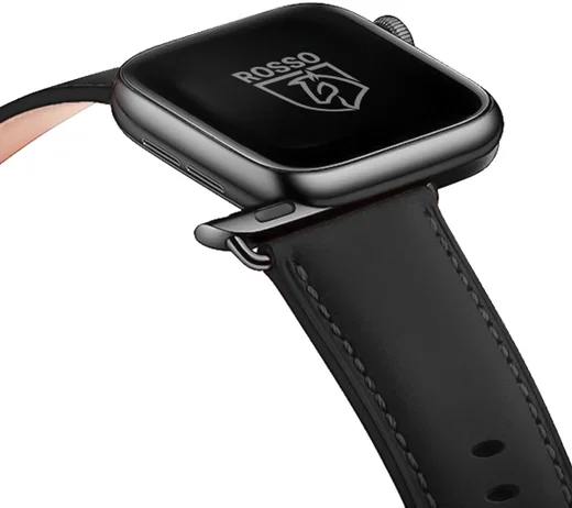 Rosso Deluxe Apple Watch Band - 1-11/SE/Ultra - 49/46/45/44/42MM - Leer - Zwart afbeelding 5