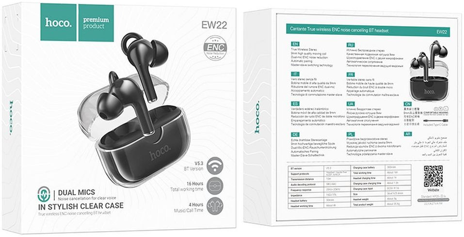 Hoco EW22 Draadloze Oordopjes met Noise Cancelling Zwart afbeelding 5