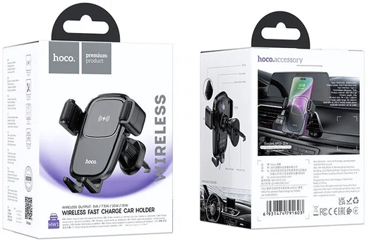 Hoco Ventilatierooster Telefoonhouder Auto met Draadloos Opladen 15W afbeelding 7