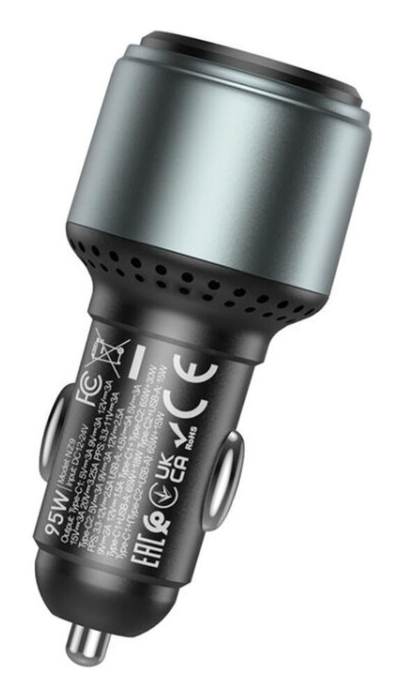 Hoco NZ9 95W Fast Charge Auto Snellader met PD en QC Zwart afbeelding 3
