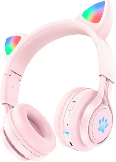 Hoco W39 Kattenoren Draadloze Bluetooth Headset Roze afbeelding 1