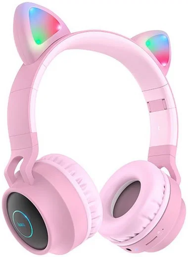 Hoco Draadloze Kinder Koptelefoon Kattenoren Roze afbeelding 1