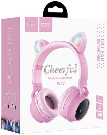 Hoco Draadloze Kinder Koptelefoon Kattenoren Roze afbeelding 3