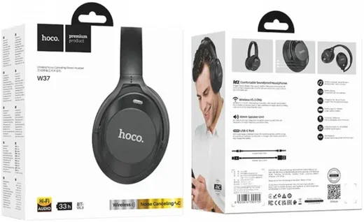 Hoco Draadloze Noise Cancelling Koptelefoon Over-Ear Zwart afbeelding 5