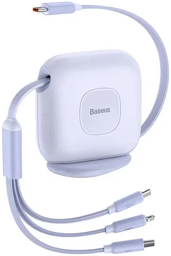 Baseus USB-C naar Lightning/USB-C/Micro USB Kabel 100W PD 1.7M Paars afbeelding 1