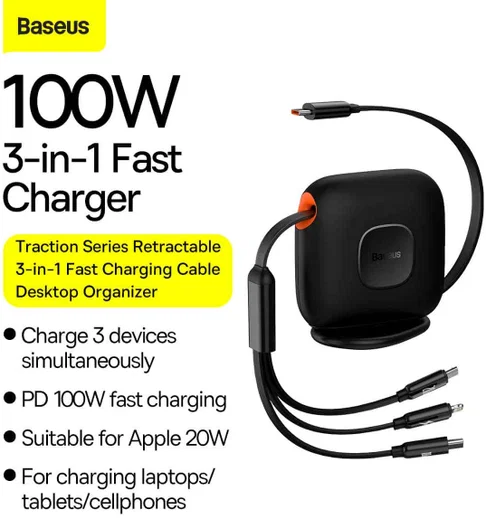 Baseus USB-C naar Lightning/USB-C/Micro USB Kabel 100W PD 1.7M Paars afbeelding 7