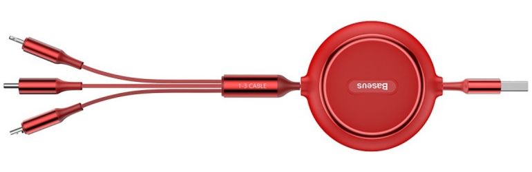 Baseus Golden USB naar Lightning/USB-C/Micro USB Kabel 3.5A 1.2M Rood afbeelding 11