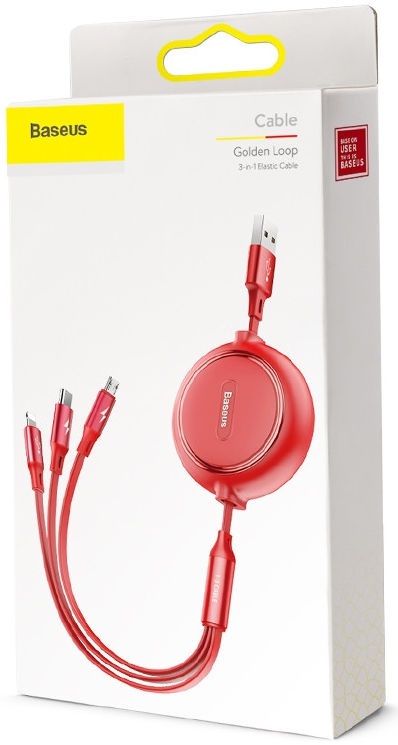 Baseus Golden USB naar Lightning/USB-C/Micro USB Kabel 3.5A 1.2M Rood afbeelding 12