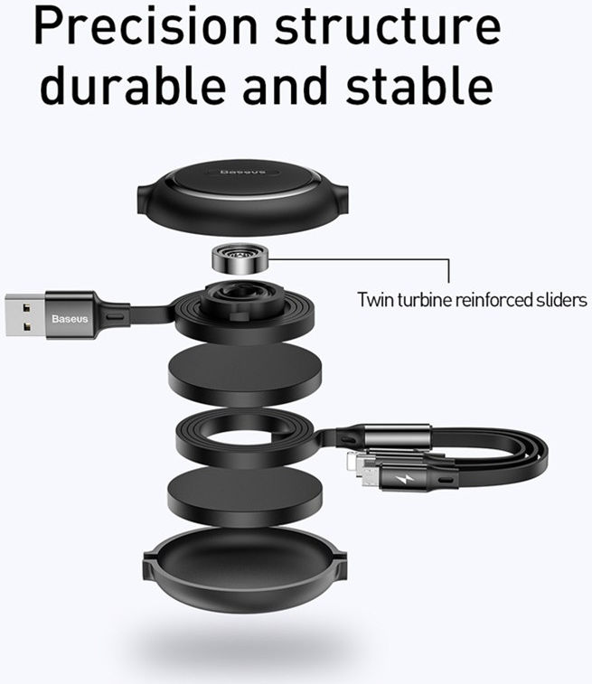 Baseus Golden USB naar Lightning/USB-C/Micro USB Kabel 3.5A 1.2M Rood afbeelding 6