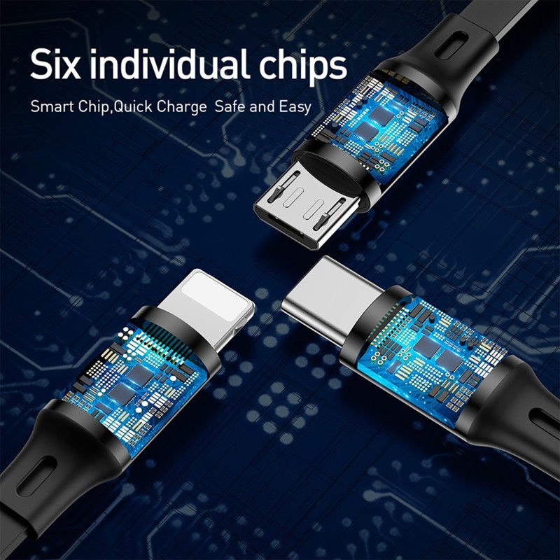 Baseus Golden USB naar Lightning/USB-C/Micro USB Kabel 3.5A 1.2M Rood afbeelding 5