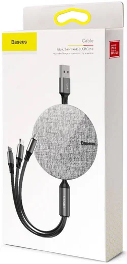 Baseus 3-in-1 USB naar Lightning/USB-C/Micro USB Kabel 3.5A 1.2M Grijs afbeelding 11