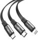 Baseus 3-in-1 USB naar Lightning/USB-C/Micro USB Kabel 3.5A 1.2M Grijs afbeelding 2