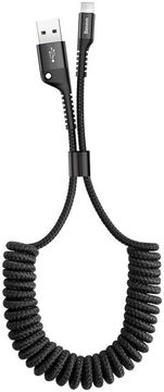 Baseus Uitrekbare USB 2.0 naar Lightning Kabel Krulsnoer 1M 2A Zwart