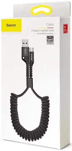 Baseus Uitrekbare USB 2.0 naar USB-C Kabel Krulsnoer 1M 2A Zwart afbeelding 6