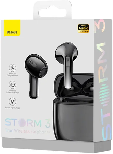 Baseus Storm 3 Wireless Bluetooth Earphones met Noise Cancelling Zwart afbeelding 9