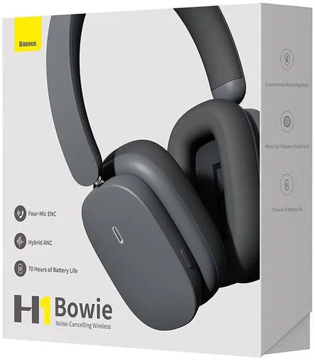 Baseus Bowie H1 Noise-Cancelling Draadloze Koptelefoon Grijs afbeelding 13