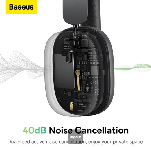 Baseus Bowie H1 Noise-Cancelling Draadloze Koptelefoon Grijs afbeelding 3