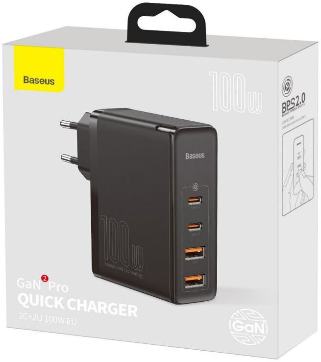 Baseus GaN2 100W Snellader met Power Delivery + 100W USB-C Kabel Zwart afbeelding 13