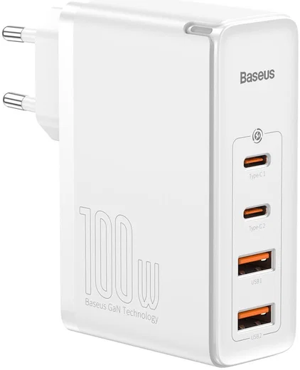 Baseus GaN2 100W USB-AACC Snellader PD + 100W USB-C Kabel Wit afbeelding 2