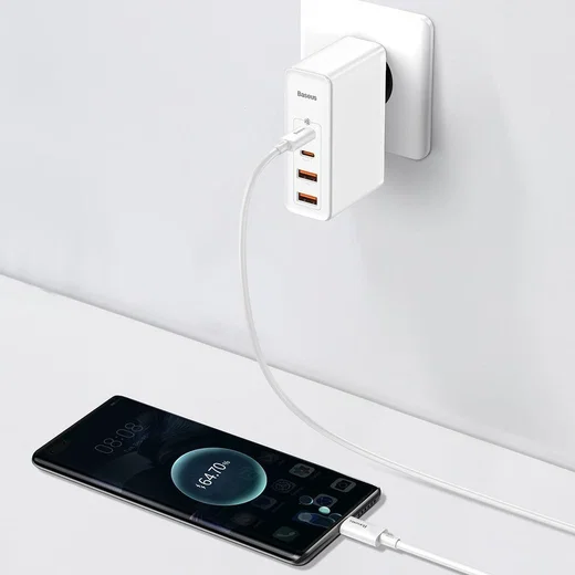 Baseus GaN2 100W USB-AACC Snellader PD + 100W USB-C Kabel Wit afbeelding 4