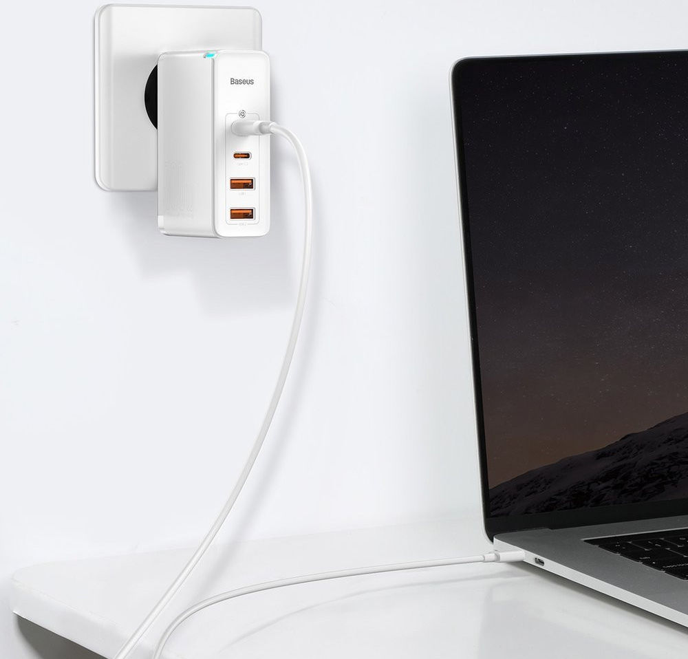 Baseus GaN2 100W USB-AACC Snellader PD + 100W USB-C Kabel Wit afbeelding 5