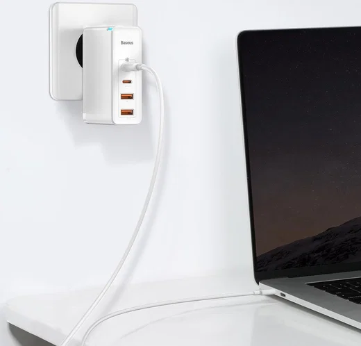 Baseus GaN2 100W USB-AACC Snellader PD + 100W USB-C Kabel Wit afbeelding 5