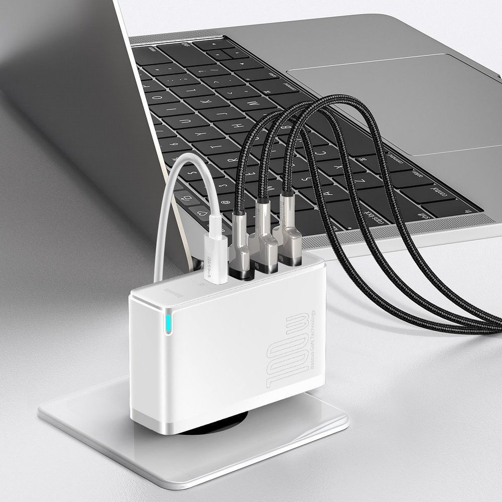 Baseus GaN2 100W USB-AACC Snellader PD + 100W USB-C Kabel Wit afbeelding 6