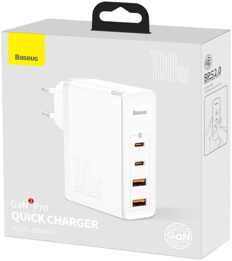 Baseus GaN2 100W USB-AACC Snellader PD + 100W USB-C Kabel Wit afbeelding 9