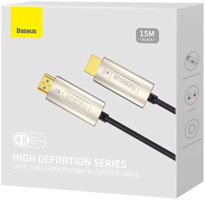 Baseus HD Optic Fiber HDMI naar HDMI 4K@60Hz Kabel 15M Zwart afbeelding 10