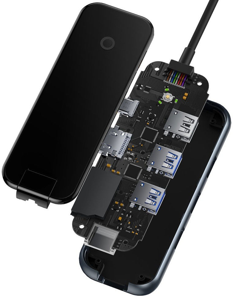 Baseus 8-in-1 USB-C Hub HDMI/USB 3.0/USB 2.0/USB-C PD/RJ45/SD/TF Grijs afbeelding 15