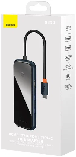 Baseus 8-in-1 USB-C Hub HDMI/USB 3.0/USB 2.0/USB-C PD/RJ45/SD/TF Grijs afbeelding 16
