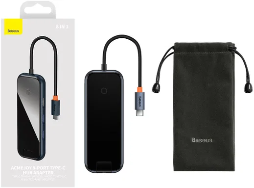 Baseus 8-in-1 USB-C Hub HDMI/USB 3.0/USB 2.0/USB-C PD/RJ45/SD/TF Grijs afbeelding 18