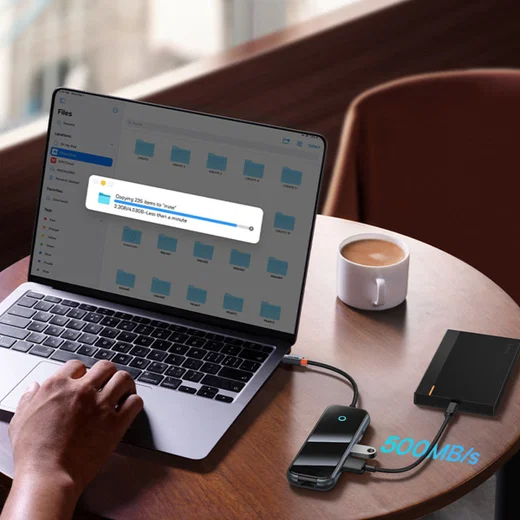 Baseus 8-in-1 USB-C Hub HDMI/USB 3.0/USB 2.0/USB-C PD/RJ45/SD/TF Grijs afbeelding 6