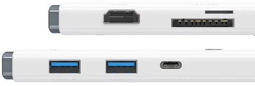 Baseus 5-in-1 Data + PD Hub USB-C naar USB/USB-C/HDMI/Kaartlezer Wit afbeelding 4