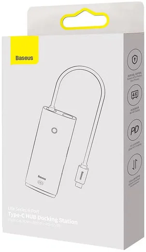 Baseus 5-in-1 Data + PD Hub USB-C naar USB/USB-C/HDMI/Kaartlezer Wit afbeelding 5