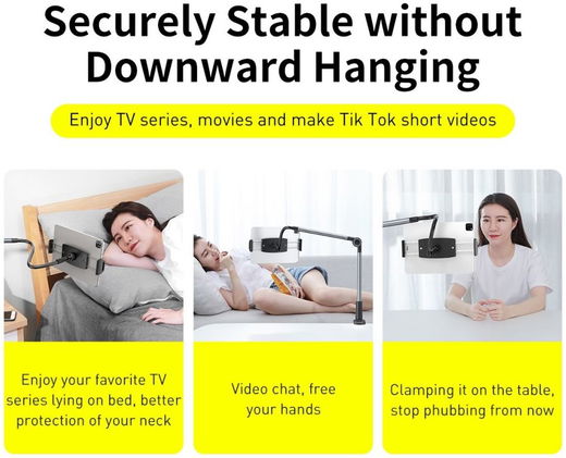 Baseus Verstelbare Telefoon/Tablet Houder voor Bureau en Bed Grijs afbeelding 4