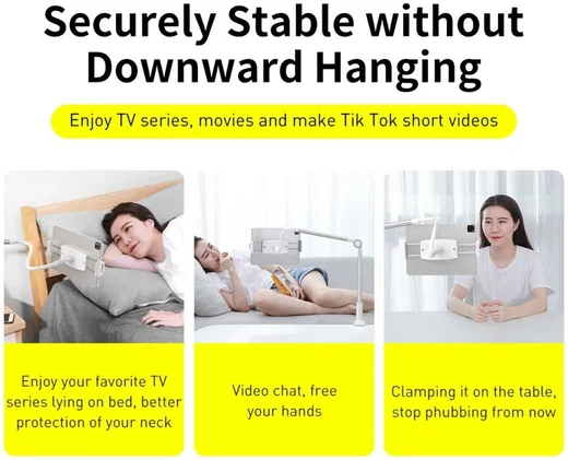 Baseus Verstelbare Telefoon/Tablet Houder voor Bureau en Bed Zilver afbeelding 4