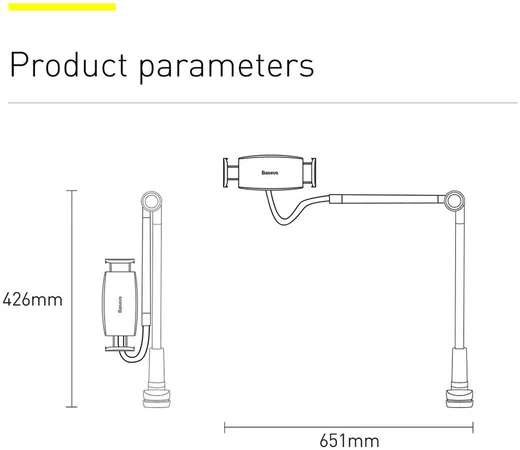 Baseus Verstelbare Telefoon/Tablet Houder voor Bureau en Bed Zilver afbeelding 8