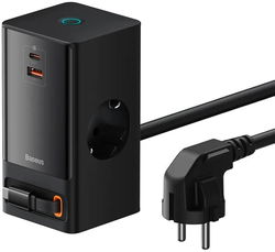 Baseus GaN 65W Fast Charge Laadstation met AC/USB-C/USB-A Zwart afbeelding