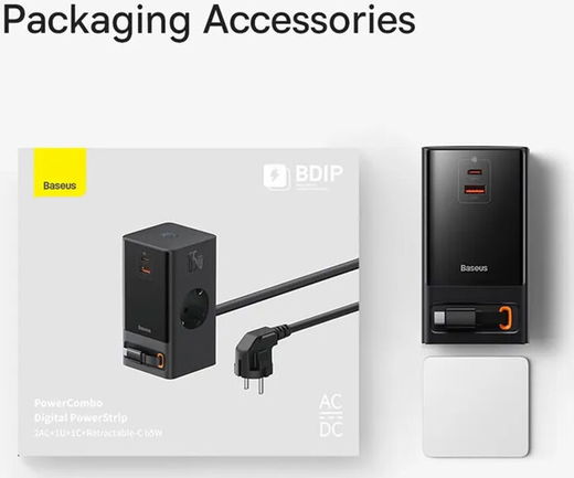 Baseus GaN 65W Fast Charge Laadstation met AC/USB-C/USB-A Zwart afbeelding 10