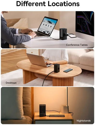 Baseus GaN 65W Fast Charge Laadstation met AC/USB-C/USB-A Zwart afbeelding 7