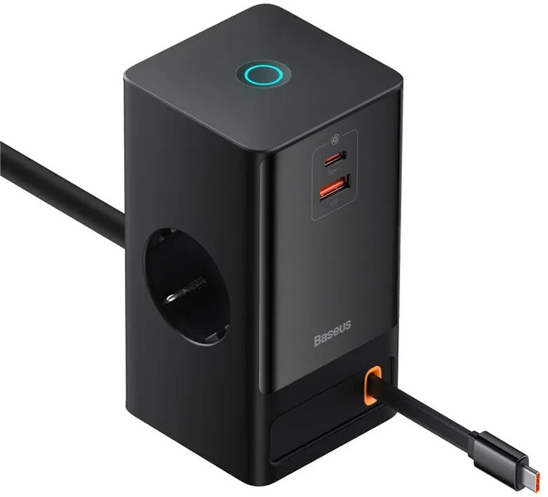 Baseus GaN 65W Fast Charge Laadstation met AC/USB-C/USB-A Zwart afbeelding 2