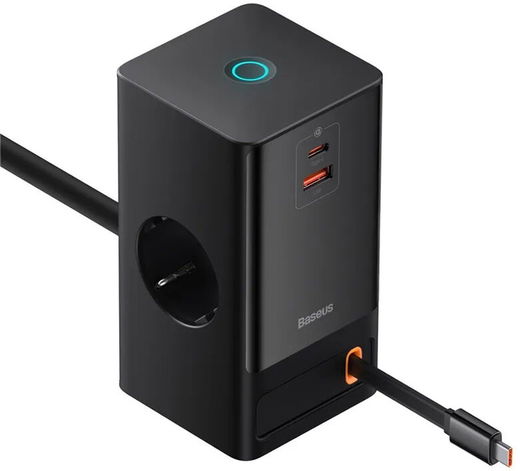 Baseus GaN 65W Fast Charge Laadstation met AC/USB-C/USB-A Zwart afbeelding 2