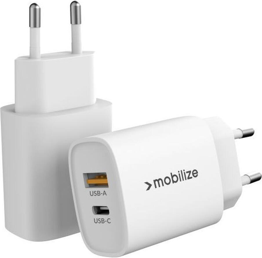 Mobilize 25W Power Delivery / PPS Charge USB-A en USB-C Adapter Wit afbeelding 1