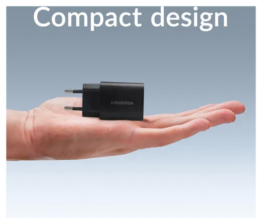 Mobilize 25W Power Delivery / PPS Charge USB-A en USB-C Adapter Zwart afbeelding 3