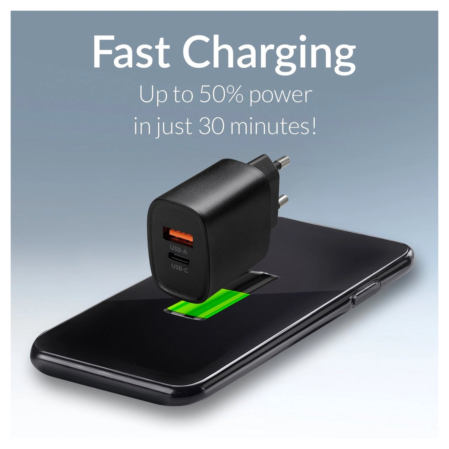 Mobilize 25W Power Delivery / PPS Charge USB-A en USB-C Adapter Zwart afbeelding 4